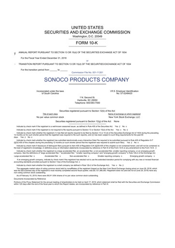 Thumbnail Sonoco 10-K Annual Report 2018