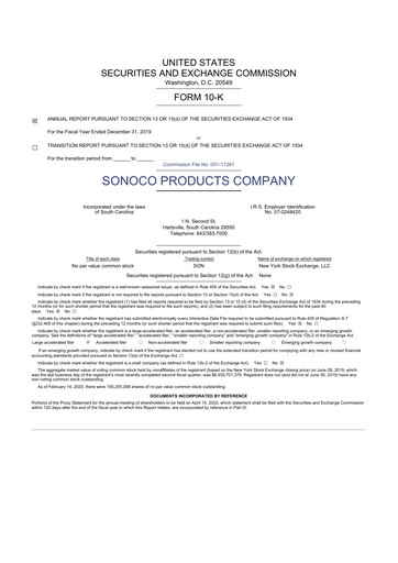 Thumbnail Sonoco 10-K Annual Report 2019