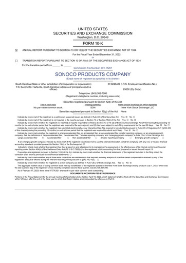 Thumbnail Sonoco 10-K Annual Report 2022