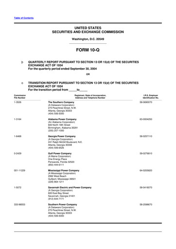 Thumbnail Southern Company 10-Q Quarterly Report FY 