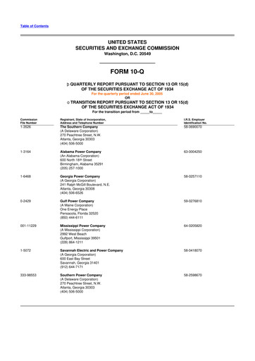 Thumbnail Southern Company 10-Q Quarterly Report FY 