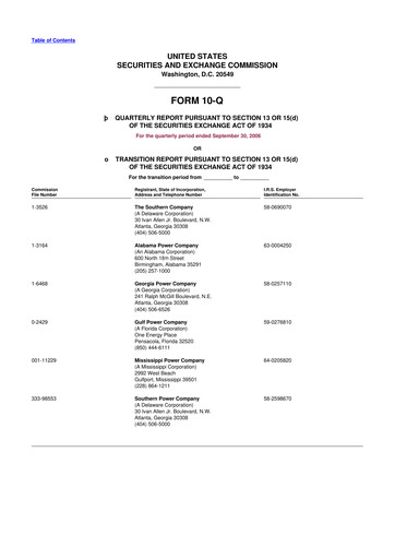 Thumbnail Southern Company 10-Q Quarterly Report FY 