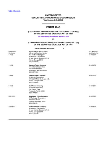 Thumbnail Southern Company 10-Q Quarterly Report FY 