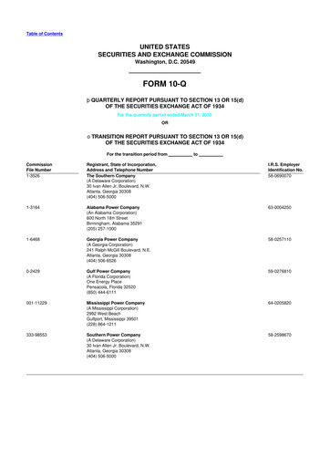 Thumbnail Southern Company 10-Q Quarterly Report FY2010 