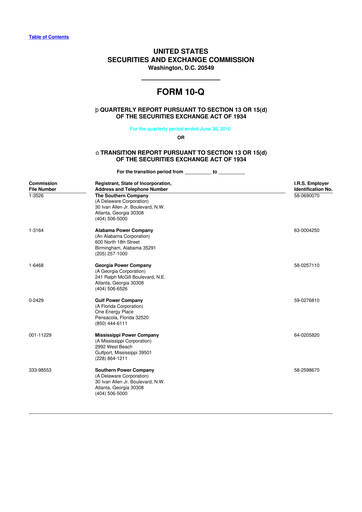 Thumbnail Southern Company 10-Q Quarterly Report FY2010 