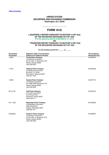 Thumbnail Southern Company 10-Q Quarterly Report FY2012 