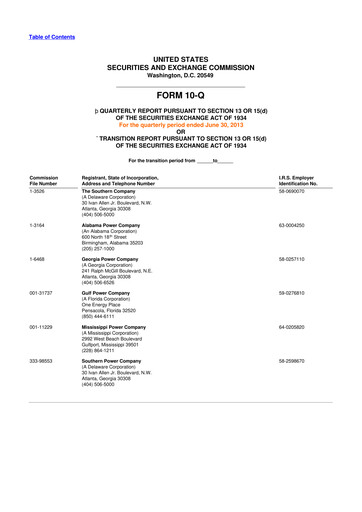Thumbnail Southern Company 10-Q Quarterly Report FY2013 