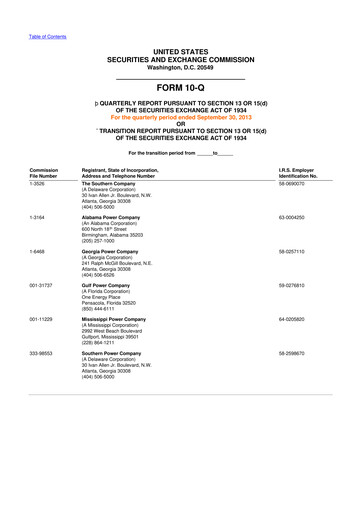 Thumbnail Southern Company 10-Q Quarterly Report FY2013 