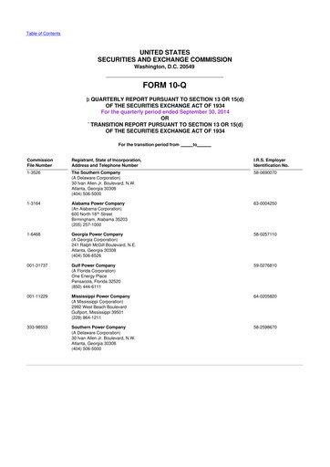 Thumbnail Southern Company 10-Q Quarterly Report FY2014 
