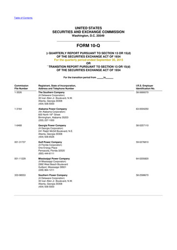 Thumbnail Southern Company 10-Q Quarterly Report FY2015 