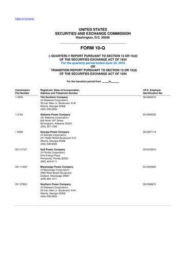 Thumbnail Southern Company 10-Q Quarterly Report FY2016 