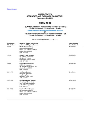 Thumbnail Southern Company 10-Q Quarterly Report FY2016 