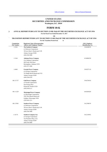 Vorschaubild Southern Company 10-K Jahresbericht 2017
