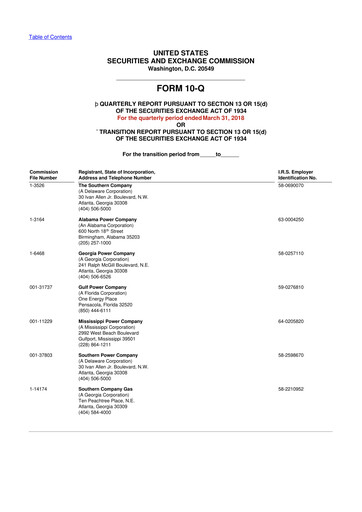 Thumbnail Southern Company 10-Q Quarterly Report FY2018 