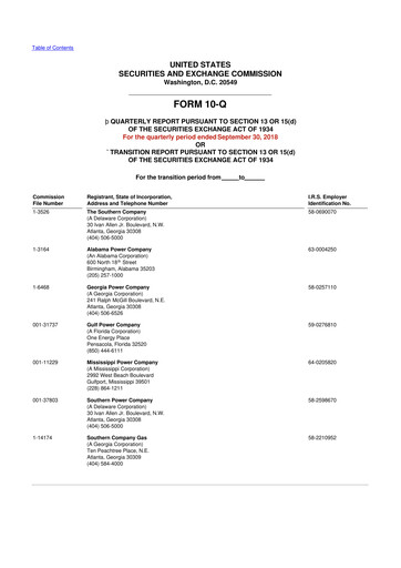 Thumbnail Southern Company 10-Q Quarterly Report FY2018 