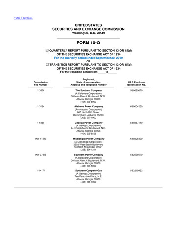 Thumbnail Southern Company 10-Q Quarterly Report FY2019 