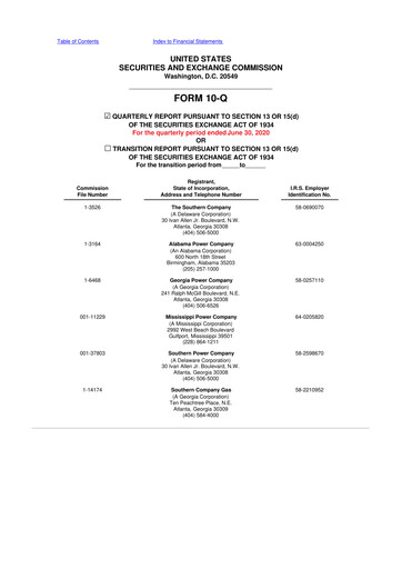 Thumbnail Southern Company 10-Q Quarterly Report FY2020 