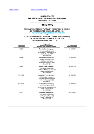 Thumbnail Southern Company 10-Q Quarterly Report FY2021 