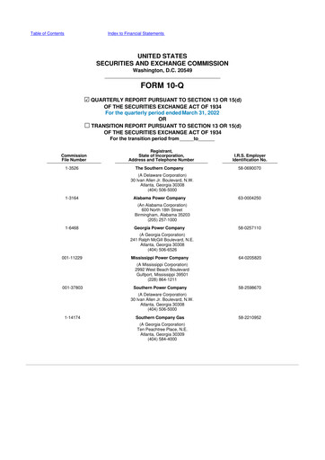 Thumbnail Southern Company 10-Q Quarterly Report FY2022 