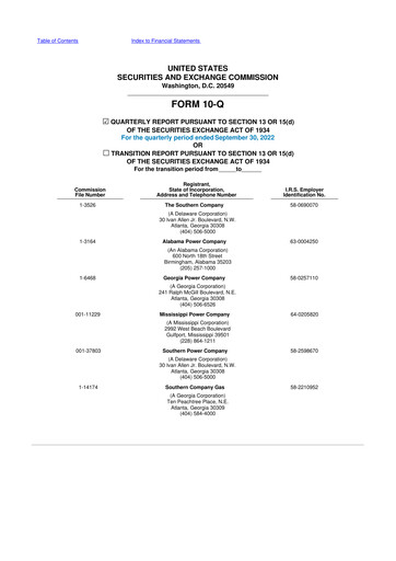Thumbnail Southern Company 10-Q Quarterly Report FY2022 