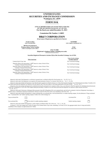 Miniature Truist Financial Corporation 10-K Rapport annuel 2013