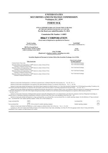 Miniature Truist Financial Corporation 10-K Rapport annuel 2014