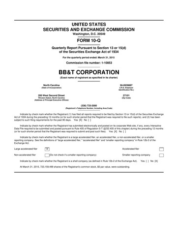 Vorschaubild Truist Financial Corporation 10-Q Quartalsbericht 2015 