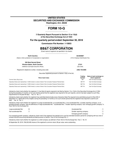 Vorschaubild Truist Financial Corporation 10-Q Quartalsbericht 2019 