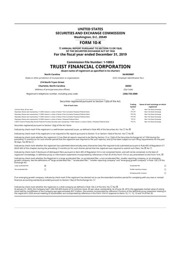 Miniature Truist Financial Corporation 10-K Rapport annuel 2019