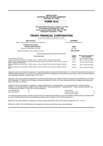 Vorschaubild Truist Financial Corporation 10-Q Quartalsbericht 2022 