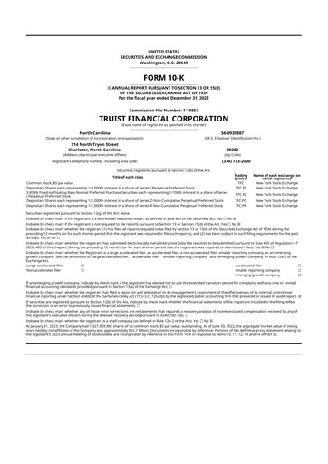 Miniature Truist Financial Corporation 10-K Rapport annuel 2022