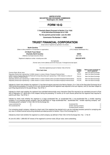 Vorschaubild Truist Financial Corporation 10-Q Quartalsbericht 2025 