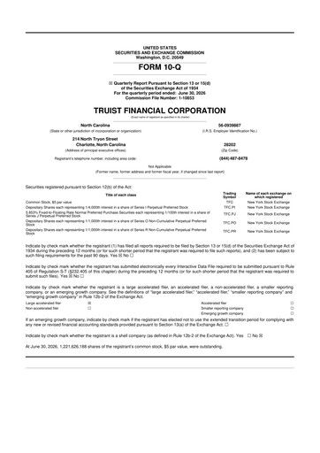 Thumbnail Truist Financial Corporation 10-Q Quarterly Report FY2026 