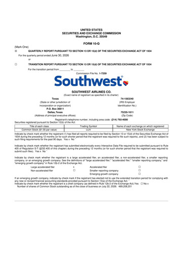Thumbnail Southwest Airlines 10-Q Quarterly Report FY2026 