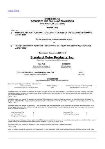 Thumbnail Standard Motor Products 10-Q Quarterly Report FY2024 
