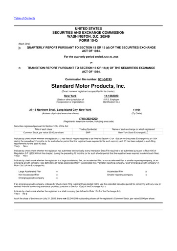 Miniature Standard Motor Products 10-Q Rapport trimestriel 2026 