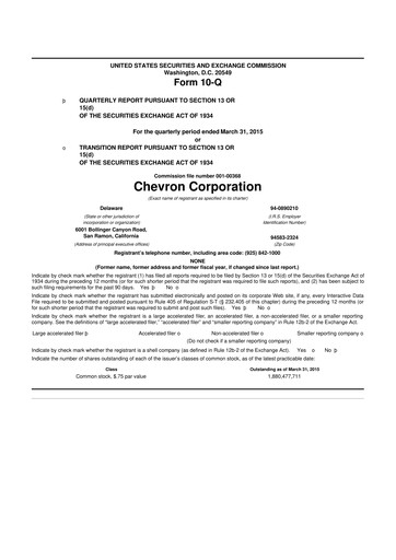 Thumbnail Chevron 10-Q Quarterly Report FY2015 