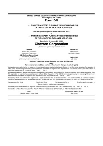 Thumbnail Chevron 10-Q Quarterly Report FY2016 