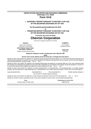 Thumbnail Chevron 10-Q Quarterly Report FY2016 