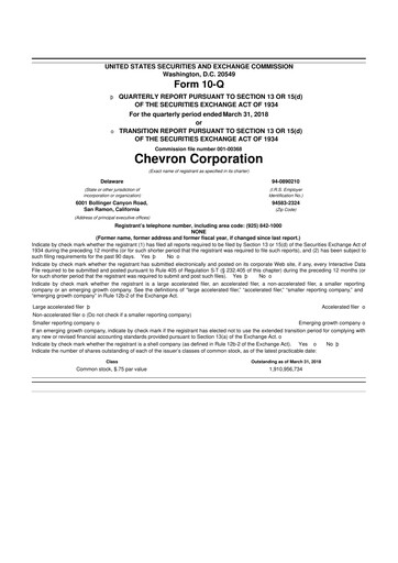 Thumbnail Chevron 10-Q Quarterly Report FY2018 