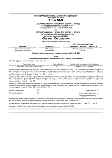 Thumbnail Chevron 10-Q Quarterly Report FY2020 