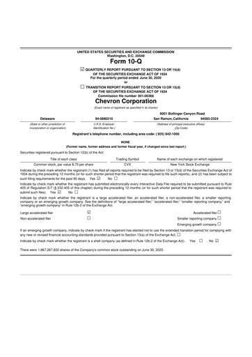 Thumbnail Chevron 10-Q Quarterly Report FY2020 