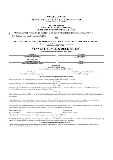 Thumbnail Stanley Black & Decker

 10-K Annual Report 2012