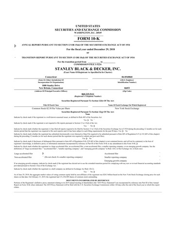 Thumbnail Stanley Black & Decker

 10-K Annual Report 2017