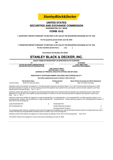 Thumbnail Stanley Black & Decker

 10-Q Quarterly Report FY2025 