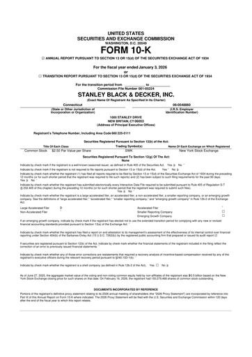 Vorschaubild Stanley Black & Decker

 10-K Jahresbericht 2025