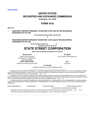Thumbnail State Street Corporation
 10-Q Quarterly Report FY2012 