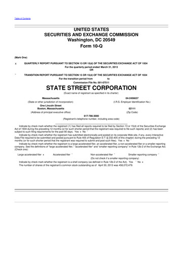 Thumbnail State Street Corporation
 10-Q Quarterly Report FY2013 