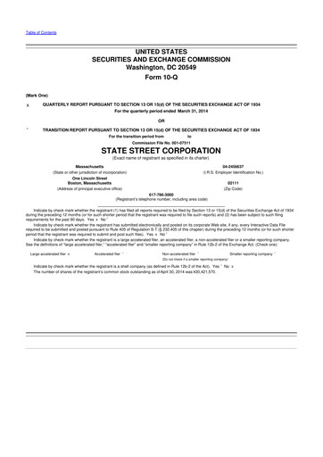 Thumbnail State Street Corporation
 10-Q Quarterly Report FY2014 