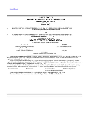 Thumbnail State Street Corporation
 10-Q Quarterly Report FY2015 
